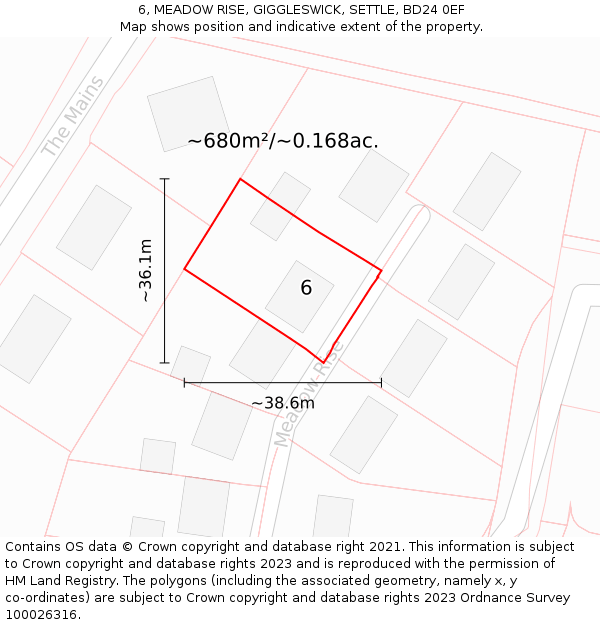 6, MEADOW RISE, GIGGLESWICK, SETTLE, BD24 0EF: Plot and title map