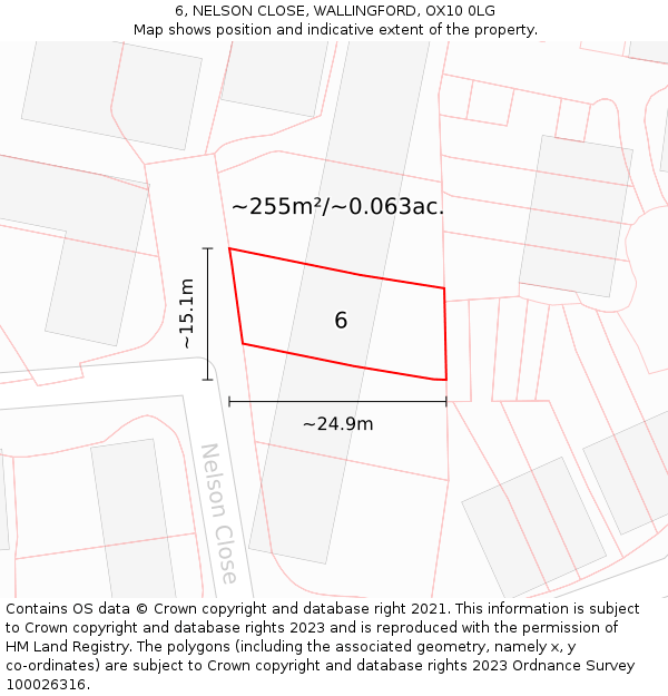 6, NELSON CLOSE, WALLINGFORD, OX10 0LG: Plot and title map