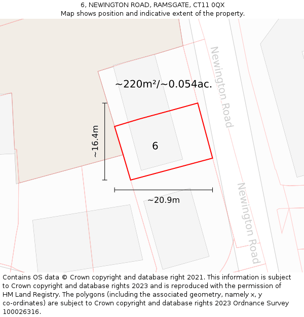 6, NEWINGTON ROAD, RAMSGATE, CT11 0QX: Plot and title map