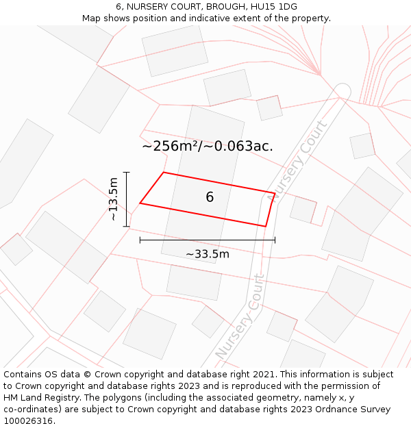 6, NURSERY COURT, BROUGH, HU15 1DG: Plot and title map