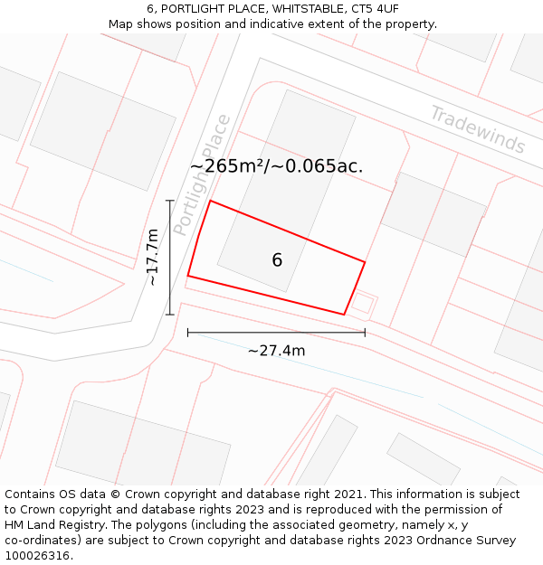 6, PORTLIGHT PLACE, WHITSTABLE, CT5 4UF: Plot and title map