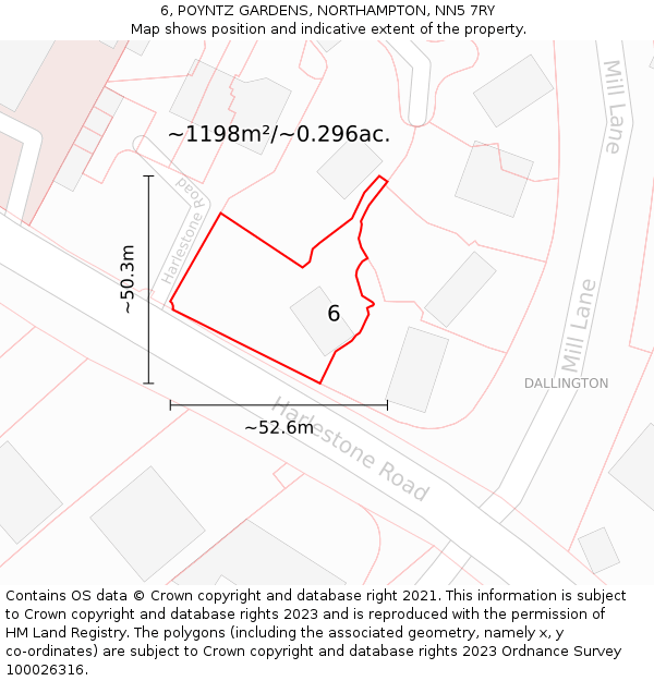 6, POYNTZ GARDENS, NORTHAMPTON, NN5 7RY: Plot and title map