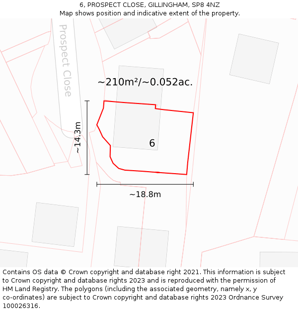 6, PROSPECT CLOSE, GILLINGHAM, SP8 4NZ: Plot and title map