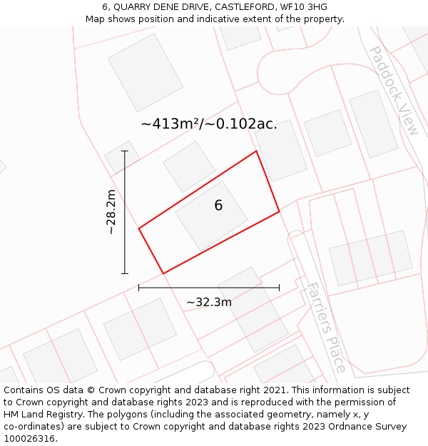 6, QUARRY DENE DRIVE, CASTLEFORD, WF10 3HG: Plot and title map