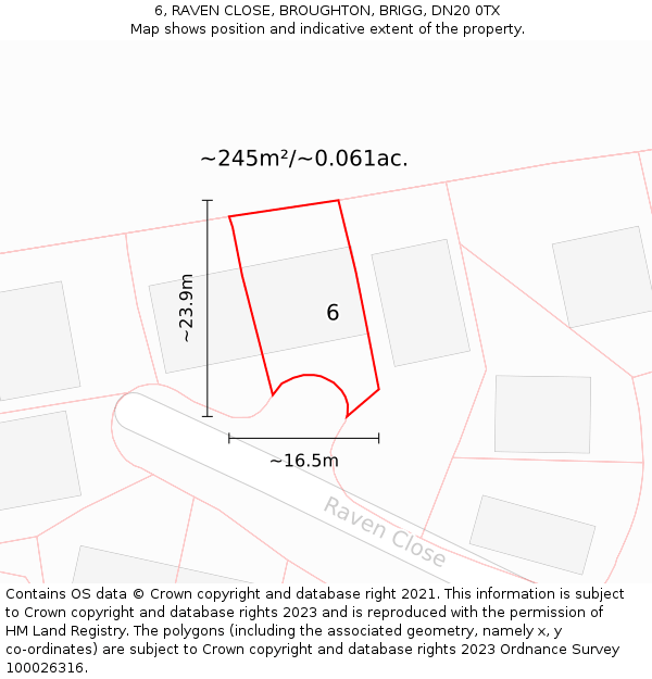 6, RAVEN CLOSE, BROUGHTON, BRIGG, DN20 0TX: Plot and title map