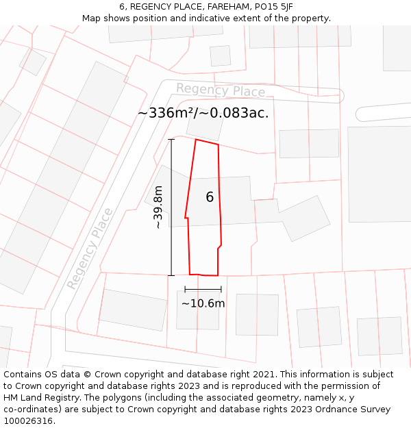 6, REGENCY PLACE, FAREHAM, PO15 5JF: Plot and title map