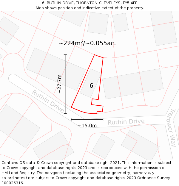 6, RUTHIN DRIVE, THORNTON-CLEVELEYS, FY5 4FE: Plot and title map