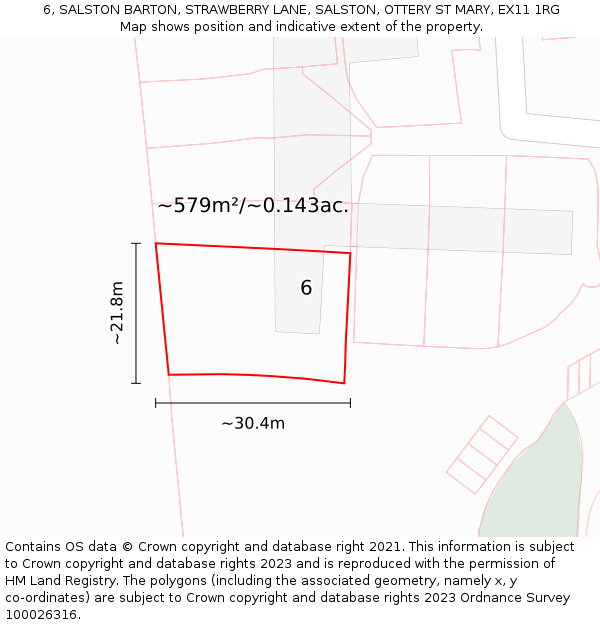 6, SALSTON BARTON, STRAWBERRY LANE, SALSTON, OTTERY ST MARY, EX11 1RG: Plot and title map