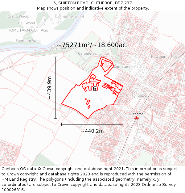 6, SHIPTON ROAD, CLITHEROE, BB7 2RZ: Plot and title map