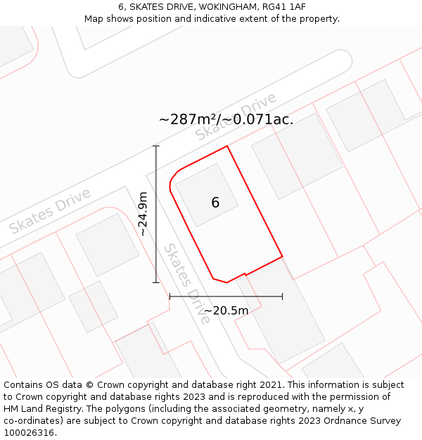 6, SKATES DRIVE, WOKINGHAM, RG41 1AF: Plot and title map