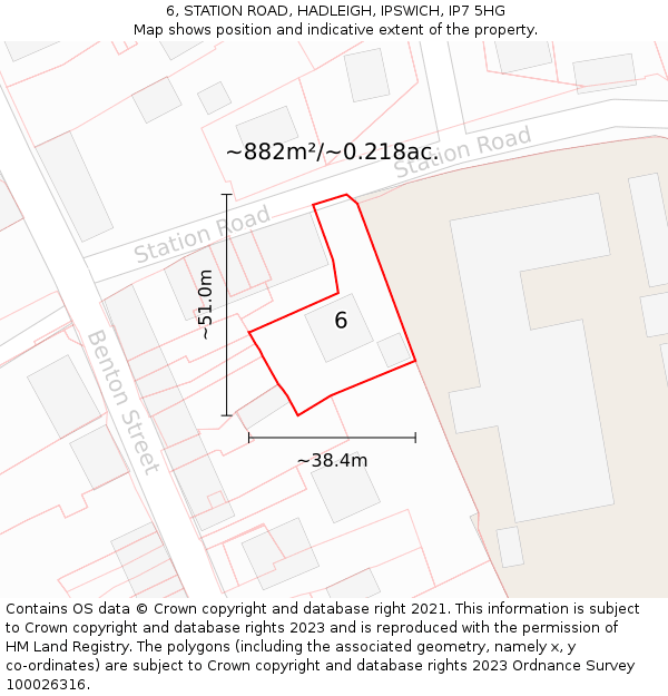 6, STATION ROAD, HADLEIGH, IPSWICH, IP7 5HG: Plot and title map