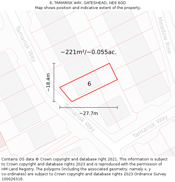 6, TAMARISK WAY, GATESHEAD, NE9 6GD: Plot and title map