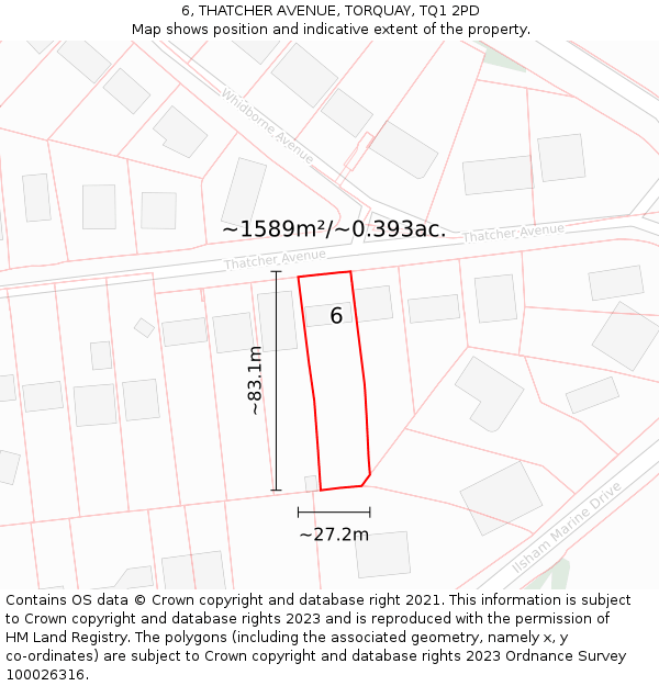 6, THATCHER AVENUE, TORQUAY, TQ1 2PD: Plot and title map