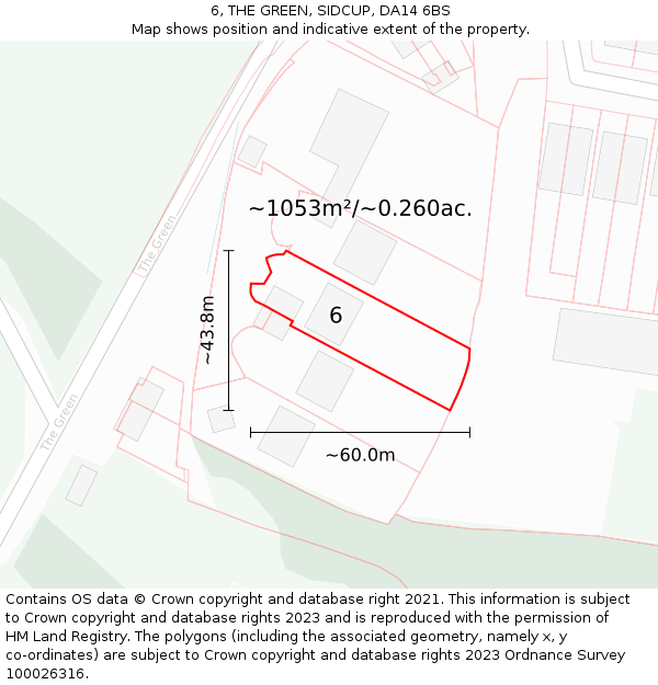 6, THE GREEN, SIDCUP, DA14 6BS: Plot and title map