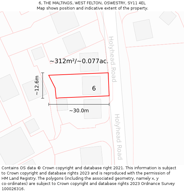 6, THE MALTINGS, WEST FELTON, OSWESTRY, SY11 4EL: Plot and title map