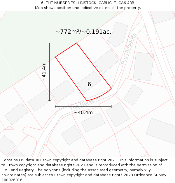 6, THE NURSERIES, LINSTOCK, CARLISLE, CA6 4RR: Plot and title map