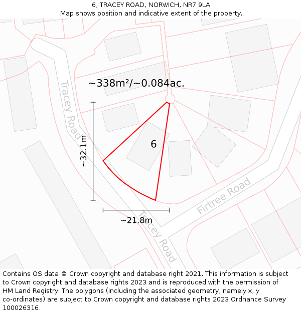 6, TRACEY ROAD, NORWICH, NR7 9LA: Plot and title map