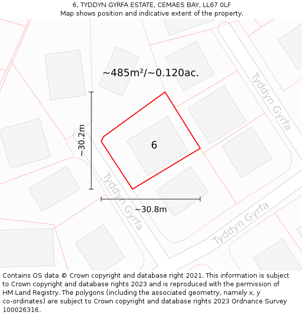 6, TYDDYN GYRFA ESTATE, CEMAES BAY, LL67 0LF: Plot and title map