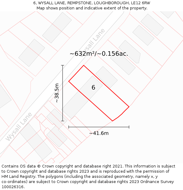 6, WYSALL LANE, REMPSTONE, LOUGHBOROUGH, LE12 6RW: Plot and title map