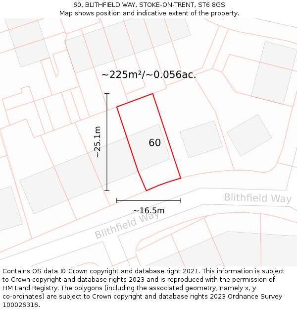 60, BLITHFIELD WAY, STOKE-ON-TRENT, ST6 8GS: Plot and title map