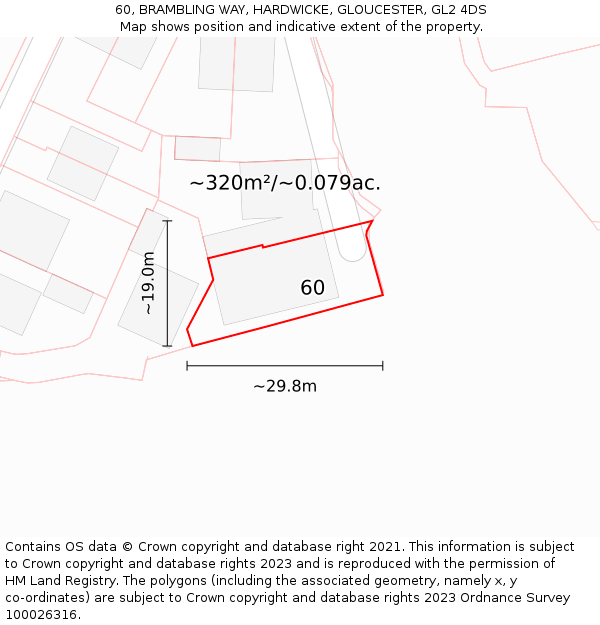 60, BRAMBLING WAY, HARDWICKE, GLOUCESTER, GL2 4DS: Plot and title map