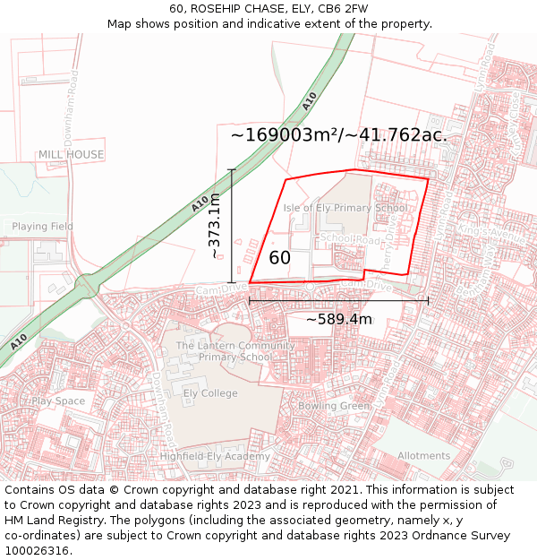 60, ROSEHIP CHASE, ELY, CB6 2FW: Plot and title map