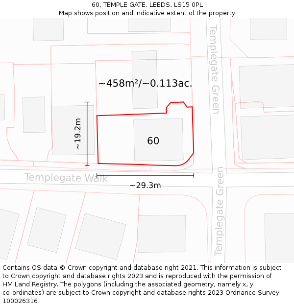 60, TEMPLE GATE, LEEDS, LS15 0PL: Plot and title map