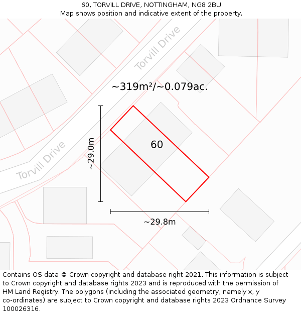 60, TORVILL DRIVE, NOTTINGHAM, NG8 2BU: Plot and title map