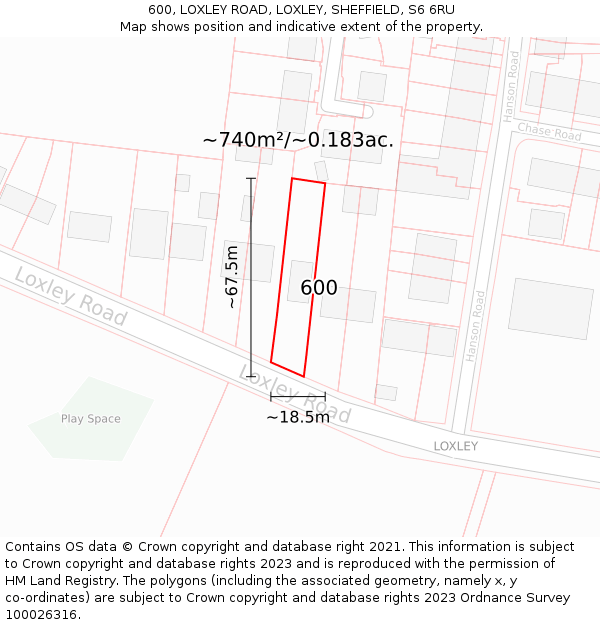 600, LOXLEY ROAD, LOXLEY, SHEFFIELD, S6 6RU: Plot and title map