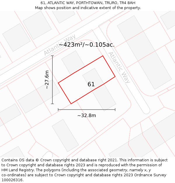 61, ATLANTIC WAY, PORTHTOWAN, TRURO, TR4 8AH: Plot and title map