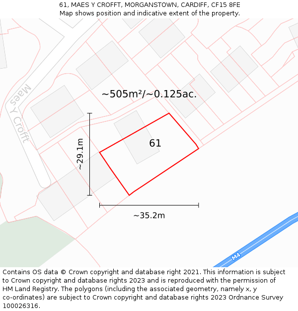 61, MAES Y CROFFT, MORGANSTOWN, CARDIFF, CF15 8FE: Plot and title map