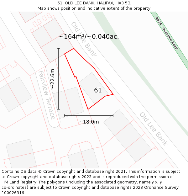 61, OLD LEE BANK, HALIFAX, HX3 5BJ: Plot and title map