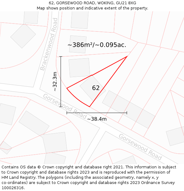 62, GORSEWOOD ROAD, WOKING, GU21 8XG: Plot and title map