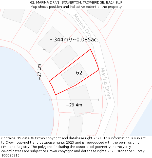 62, MARINA DRIVE, STAVERTON, TROWBRIDGE, BA14 8UR: Plot and title map