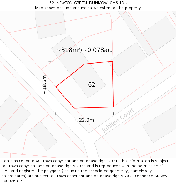 62, NEWTON GREEN, DUNMOW, CM6 1DU: Plot and title map