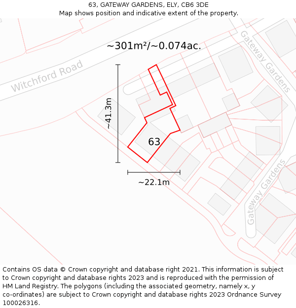 63, GATEWAY GARDENS, ELY, CB6 3DE: Plot and title map