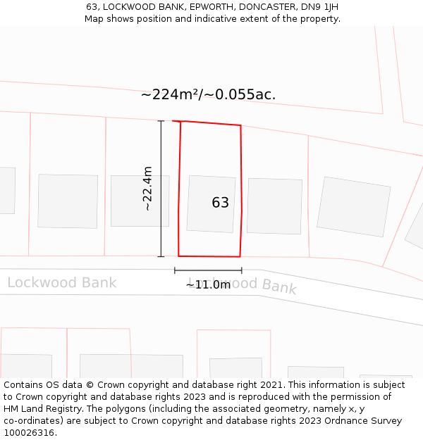 63, LOCKWOOD BANK, EPWORTH, DONCASTER, DN9 1JH: Plot and title map