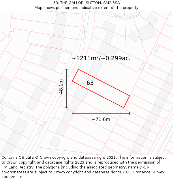 63, THE GALLOP, SUTTON, SM2 5SA: Plot and title map