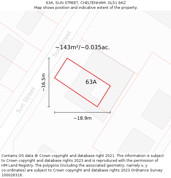 63A, SUN STREET, CHELTENHAM, GL51 9AZ: Plot and title map