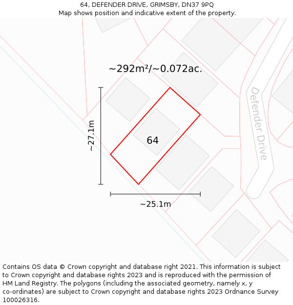 64, DEFENDER DRIVE, GRIMSBY, DN37 9PQ: Plot and title map