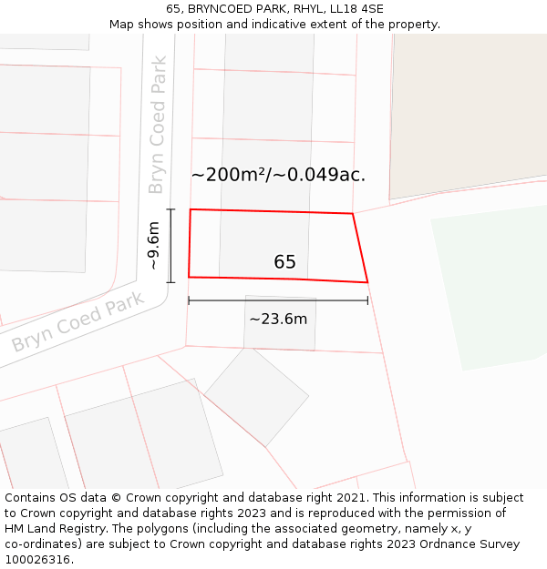 65, BRYNCOED PARK, RHYL, LL18 4SE: Plot and title map