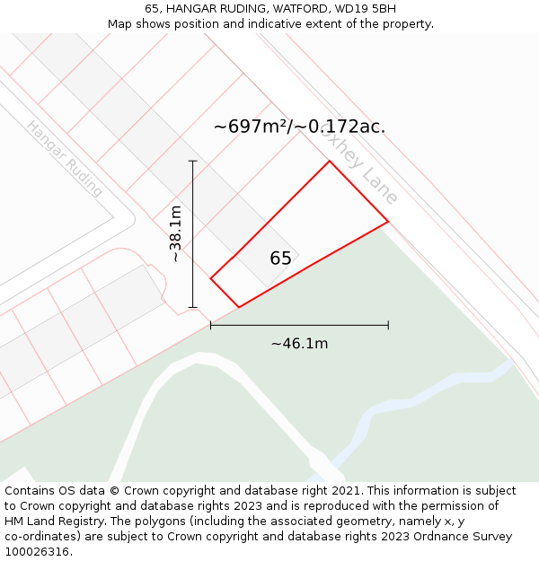 65, HANGAR RUDING, WATFORD, WD19 5BH: Plot and title map