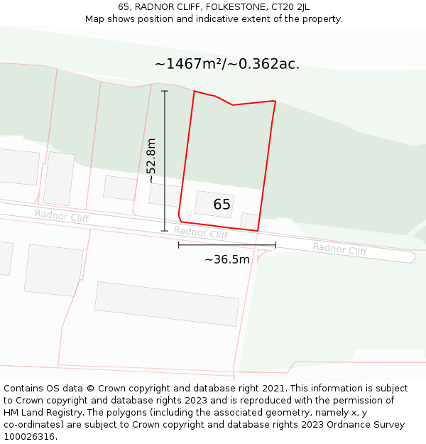 65, RADNOR CLIFF, FOLKESTONE, CT20 2JL: Plot and title map