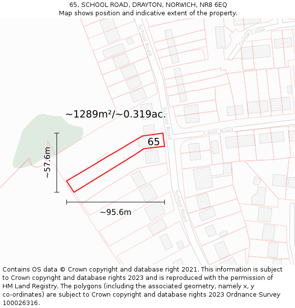 65, SCHOOL ROAD, DRAYTON, NORWICH, NR8 6EQ: Plot and title map