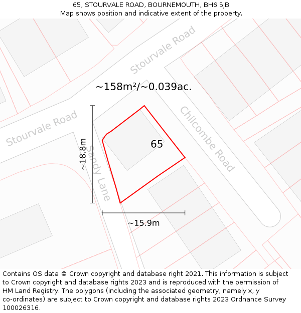 65, STOURVALE ROAD, BOURNEMOUTH, BH6 5JB: Plot and title map