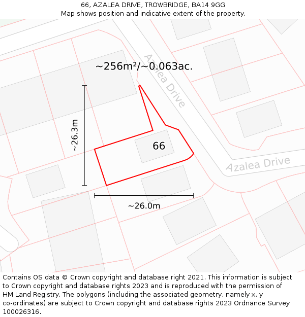 66, AZALEA DRIVE, TROWBRIDGE, BA14 9GG: Plot and title map