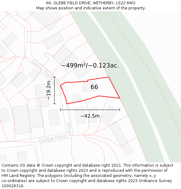 66, GLEBE FIELD DRIVE, WETHERBY, LS22 6WG: Plot and title map