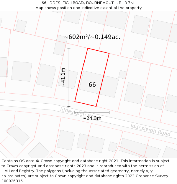 66, IDDESLEIGH ROAD, BOURNEMOUTH, BH3 7NH: Plot and title map