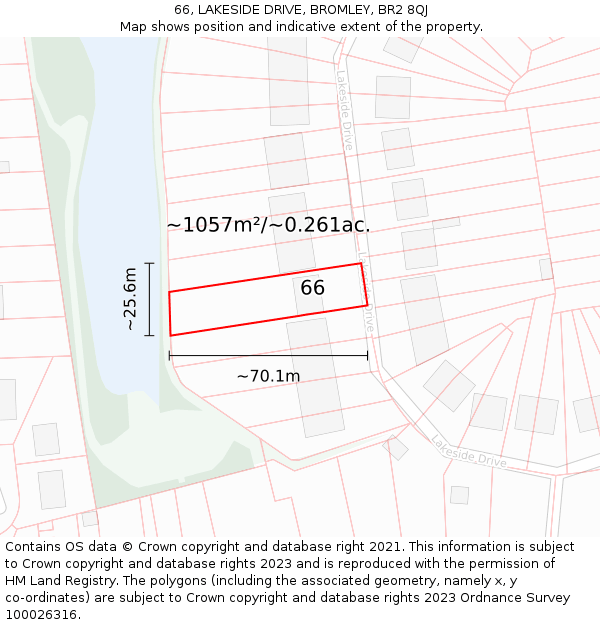 66, LAKESIDE DRIVE, BROMLEY, BR2 8QJ: Plot and title map