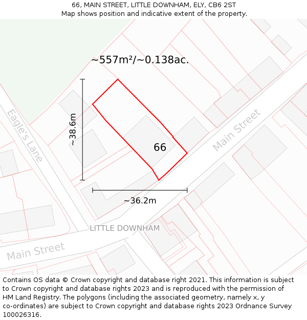 66, MAIN STREET, LITTLE DOWNHAM, ELY, CB6 2ST: Plot and title map